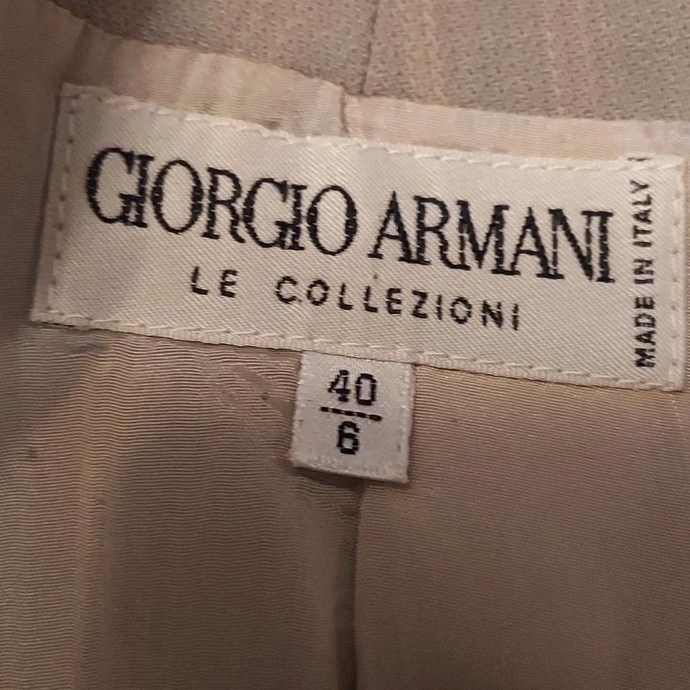 Giorgio Armani Designer Suit Jacket Blazer Size 6 Vintage Taupe Green